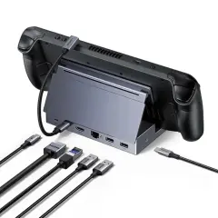 UGREEN 75126 CM800 6 in 1 USB-C to 2xUSB-A 3.0 5Gbps HDMI 2.1 4K 120Hz 1GbE Gigabit Ethernet USB-C PD 100W Şarj Desteği Katlanabilir Stand Çok Fonksiyonlu Bağlantı İstasyonu - 2