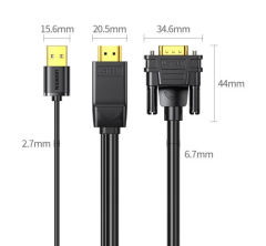 UGREEN 30449 MM101 HDMI to VGA 1080p 60Hz Full HD Aktif Görüntü Dönüştürücü Kablosu 1.5metre - 2