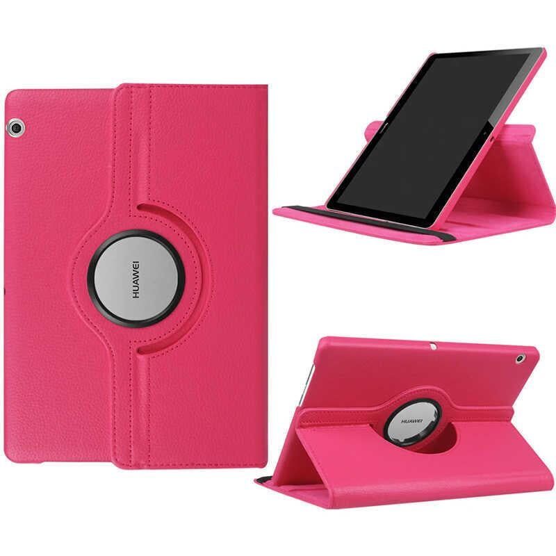 ZORE HUAWEİ MediaPad T5 10.1'' Koyu Pembe 360 Derece Dönebilen Standlı Tablet Kılıfı