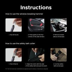 UGREEN 35347 LP821 Kompakt ve Taşınabilir Araç Güvenlik Çekici Çok Fonksiyonlu Acil Durum Aleti Gri