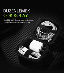 UGREEN 40816 LP128 Darbeye ve Suya Dayanıklı Kablo Düzenleyici Kulaklık Taşıma Çantası Siyah