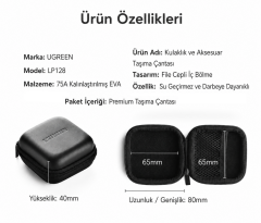 UGREEN 40816 LP128 Darbeye ve Suya Dayanıklı Kablo Düzenleyici Kulaklık Taşıma Çantası Siyah