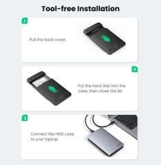 UGREEN 70498 CM300 USB-A 3.1 6GB/s Dayanıklı ve Kompakt 2.5'' SATA SSD Harddisk Sabit Disk Muhafazası