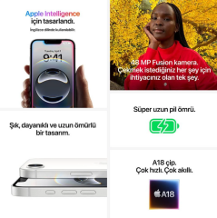 APPLE iPhone 16e 128GB Beyaz Cep Telefonu MD1R4TU/A (Apple TÜRKİYE Garantili)