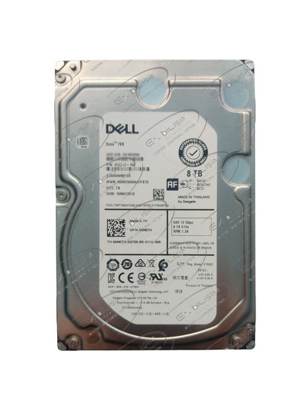 DELL Exos 7E8 8TB 7.2K 12G 512e SAS 3.5'' Server Sunucu Harddisk ST8000NM0185 0M40TH 2FF212-150