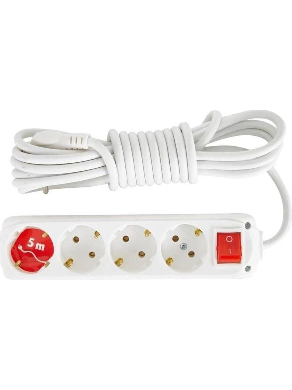 ALMERA 4lü Grup Priz Anahtarlı Topraklı Beyaz 5metre