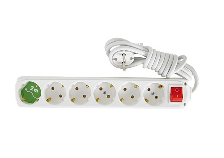 ALMERA 6lı Grup Priz Anahtarlı Topraklı Beyaz 2metre