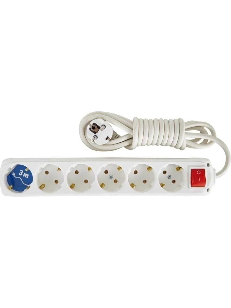 ALMERA 6 lı Grup Priz Anahtarlı Topraklı Beyaz 3metre