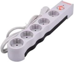 TUNÇMATİK Powersurge TSK6134 1050 JOULE 5li Grup Priz Anahtarlı Enerji Akım Korumalı Priz Beyaz 1.5m