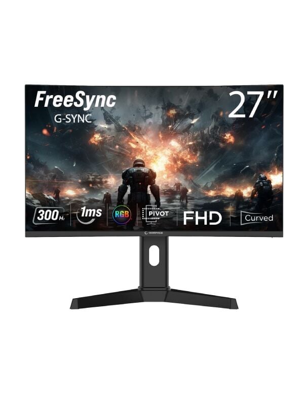 RAMPAGE Drop DR27C300F 27'' 300Hz 1ms Fast VA FHD FreeSync/G-Sync Pivot R1500 Curved Oyuncu Monitörü