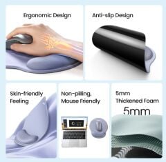 UGREEN 25245 LP668 220x245mm Ergonomik Bilek Desteği Dayanağı Pedi Kaymaz Gece Siyahı