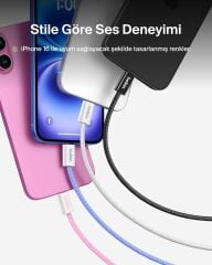 BELKİN 2 li 60W USB-C to USB-C Yumuşak Esnek ve Hızlı Şarj Kablosu Örgülü Beyaz 1.5metre