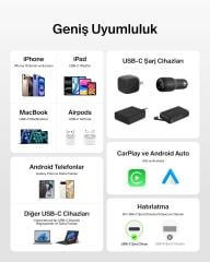 BELKİN 2 li 60W USB-C to USB-C Yumuşak Esnek ve Hızlı Şarj Kablosu Örgülü Beyaz 1.5metre