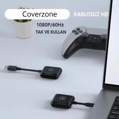COVERZONE Kablosuz Görüntü Aktarıcı S1 Type-C 1080P 60Hz USB-C TX-RX Tak Çalıştır TV PC Bağlantı Kit