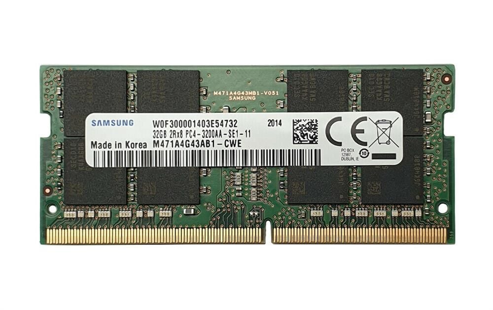 SAMSUNG 32GB DDR4 3200MHz 2Rx8 PC4-3200AA CL22 Notebook Ram M471A4G43AB1-CWE