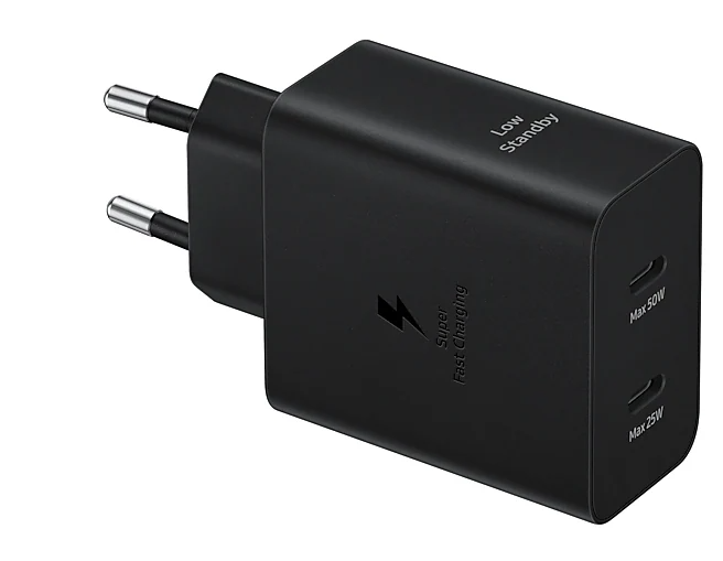 SAMSUNG 50W PD 25W PD USB-C İkili Güç Adaptörü 5A Kablo Hızlı Şarj Aleti Siyah 1.8metre EP-T5020XBEGW