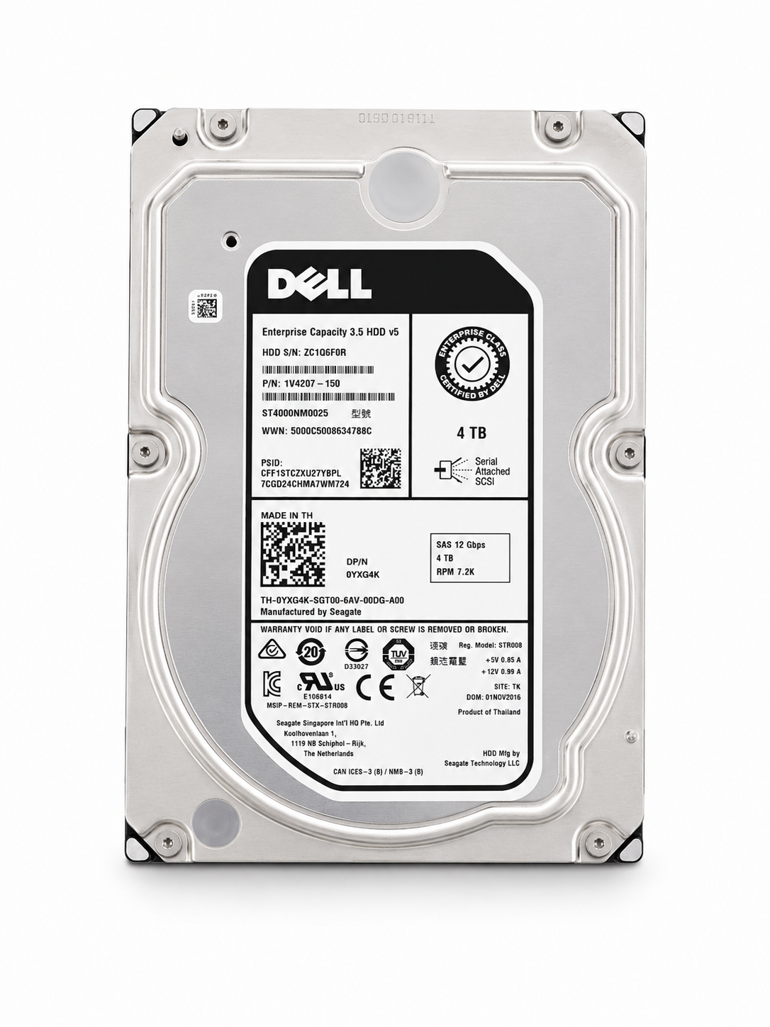 DELL EnterPrise 4TB 7.2K 12G NL SAS 3.5'' Server Sunucu Harddisk ST4000NM0025 1V4207-150 0YXG4K