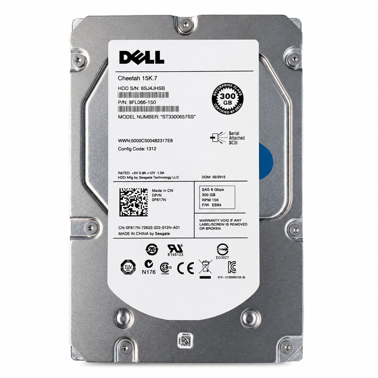 DELL EnterPrise 300GB 15K 6G SAS 3.5'' Server Sunucu Harddisk ST3300657SS 9FL066-10 0F617N